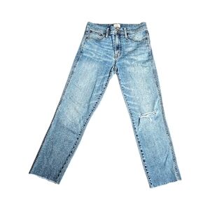 J. Crew vintage straight jeans, slight distressed, Raw hem, Size 29
